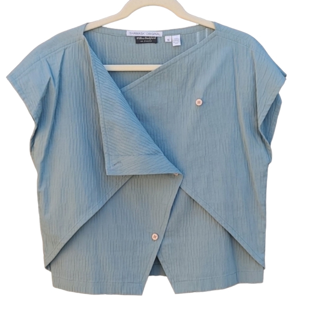 VINTAGE 80s SHAMASK Textured Crop Top S Minimalist Avant Garde Industrial Boxy - Picture 13 of 16